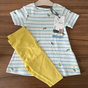 NWT Little Joules yellow + blue bees knees Little Girls' Christina Set 3-6m